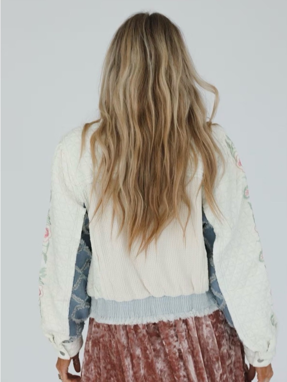 On the Vine Quilted Cream Patchwork Jacket - Picture 3 of 4